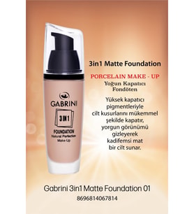 Gabrini 3 İn 1 Foundation Natural Perfection Make Up No:01