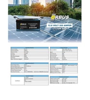 ORBUS 12,8V VOLT 200 AhAMPER LİTYUM AKÜ EBATLAR: 522X240X218mm