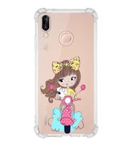 Huawei P20 Lite Uyumlu Köşe Korumalı Antişok Kapak Vespagirl Tasarımlı Şeffaf Silikon Kılıf