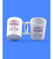 Best Friends Till The End Tasarım 2'li Kupa Seti (Beyaz)
