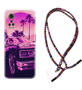General Mobile GM 21 Pro GM 22 Pro Plus Kılıf Boyun Asklı Rasta Silikon Mor Araba 1711