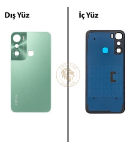 Infinix Hot 12 Pro Yeşil Uyumlu Arka Kapak Arka Cam Batarya Pil Kapağı Lazer Kesim Back Cover