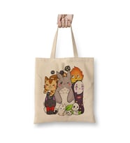 Ghibli Chibi Friends Bez Çanta Uzun Saplı Bez Çanta Uzun Saplı Sevgiliye Arkadaşa Hediye (Beyaz)