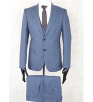 Jan Carlucci Slim Fit Sivri Yaka-Çift Yırtmaç Mavi Drop 6 Yelekli Takım Elbise