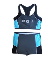 Endeep Kadın Yazılı Gri Mavi Sporcu Bikini Takımı