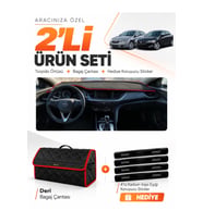 e-biz OPEL İNSİGNİA (2017-2026) Uyumlu Torpido Örtüsü + Deri Bagaj Çantası - Siyah-Kırmızı - OP021