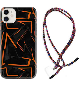 Apple iPhone 11 12 13 Mini Kılıf Boyun Asklı Rasta Silikon Zigzaglar 1651