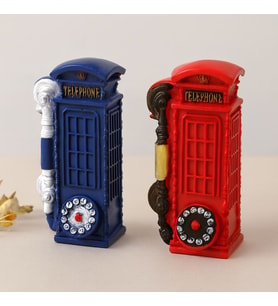 Telefon Kulübesi Dekoratif Reçine Kumbara - Vintage 20x6x6 cm