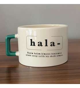 Hala Baskılı Yeşil Kulplu C Fincan