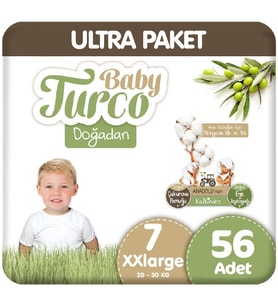 Baby Turco Doğadan Ultra Paket 7 Beden Bebek Bezi  56 Adet