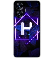 Realme C55 Kılıf HD Desen Baskılı Kılıf - Dark Neon Yaprak H Harfi