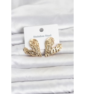 316L Çelik Gold Renk Kalp Model Kadın Küpe TJ-BKP11809