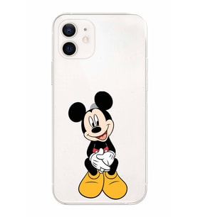 Apple iPhone 12 Mini Uyumlu Kamera Korumalı Tıpalı Kapak Mickey Mouse TasarımlıŞeffaf Kılıf