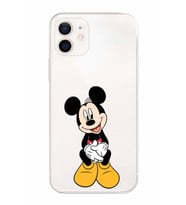Apple iPhone 12 Mini Uyumlu Kamera Korumalı Tıpalı Kapak Mickey Mouse TasarımlıŞeffaf Kılıf
