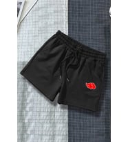 Tasarım Baskılı Pamuk Unisex Penye Short (Siyah)