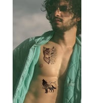 Adin Tasarım Kurt Desenli Geçiçi Dövme Gerçekçi Geçici Kurt Dövme Tattoo Erkek Dövme Vücut Dövmesi