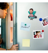 Arabalı Karizmatik Erkek Karikatürlü Buzdolabı Magneti