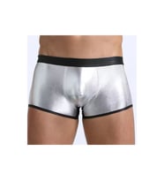 Fantezi Deri Görünümlü Gümüş Erkek Boxer Tanga