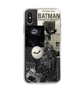 Iphone XS MAX Uyumlu Batman Kolaj Tasarımlı Şeffaf Telefon Kılıfı