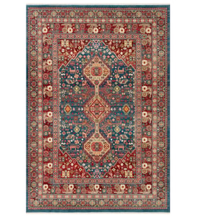 Kırmızı Halı Bej Tonlu Geometrik Desenli Klasik Stil Salon Halısı Yumuşak Yüzey Koridor