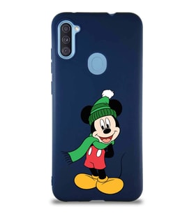 Samsung Galaxy A11 Soft Premier Kapak Mickey Mouse-G Tasarımlı Silikon Kılıf - Lacivert (Şeffaf)
