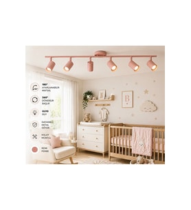6 lı tavan altılı spot bebek odası avize gu10 os ram tasarruflu led bebe toz pembe modern çocuk oda