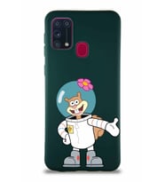 Samsung Galaxy M31 Soft Premier Kapak Sandy Tasarımlı Silikon Kılıf - Yeşil (Şeffaf)
