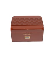 Parmida Kahverengi Deri Şeritli Çekmeceli  Sedir Humidor Puro Kutusu