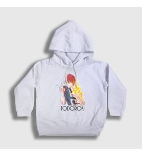 Presmono Unisex Çocuk Beyaz Shoto Anime Boku No Hero Academia Kapüşonlu Sweatshirt 128791tt