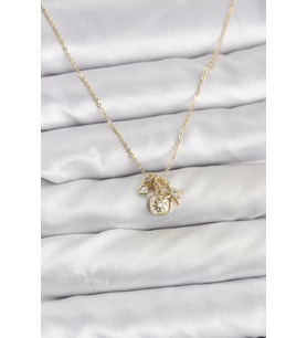 Pirinç Gold Renk Minimal Charmlı Kadın Kolye - TJ-BKO10803