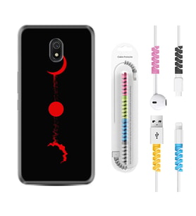 Xiaomi Redmi 8A 8 Pro 9C 9T 10C 11T Pro Kılıf Kablo Koruma Spiral Silikon Red Moon 1710