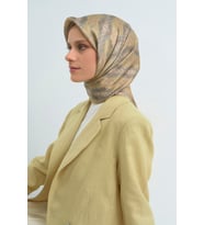 Armine Saf İpek Sura Eşarp-2026 İlkbahar-Yaz- 952200D (Sarı-Gri)