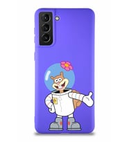 Samsung Galaxy S21 Plus Soft Premier Kapak Sandy Tasarımlı Silikon Kılıf - Mor (Şeffaf)