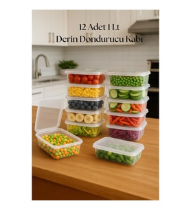12’li Derin Dondurucu Saklama Kabı & Organizeri 1 lt 12,5x19,5x5,5 cm