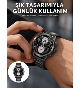 Akıllı Saat Çelik Kordon Çağrı Cevaplama Amoled Ekran Titreşimli Uyku ve Sağlık Takibi Yeni Nesil