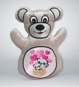 BK Gift Sevimli Pandalar Tasarımlı Krem Ayıcık Yastık-3
