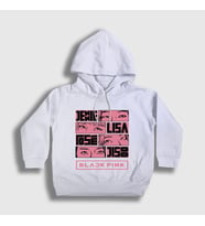Presmono Unisex Çocuk Beyaz Comics Blackpink Kapüşonlu Sweatshirt 19348tt