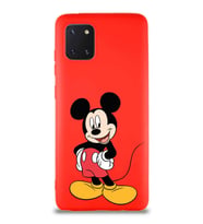 Samsung Galaxy Note 10 Lite Soft Premier Kapak Mickey Mouse-E Tasarımlı Silikon Kılıf - Kırmızı (Şeffaf)