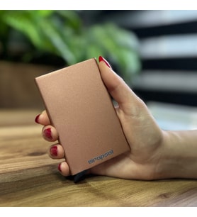 Mekanizmalı Kartlık Rfid Korumalı Alüminyum Otomatik Mekanizmalı Kredi Kartlık Renkli Mat Resegold (Rose - Gold)
