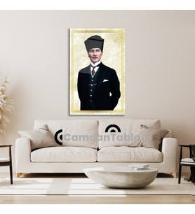 Atatürk ve Bayrak Cam Tablo