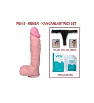 24 cm Belden Bağlamalı Realistik Dildo Penis Set