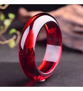 Minimalist Bangle Vintage Tarz Yakut Kırmızısı Şeffaf Renk Şık Reçine Kadın Bileklik  Parlak ve Şık