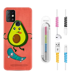 INFINIX Hot 8 9 10 11S Hot 10 Play 10T Kılıf Kablo Koruma Spiral Silikon Avokado Skate 1741