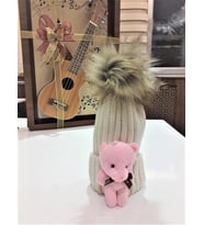 Peluş Ayıcıklı Çocuk Beresi 2 - 8 Yaş Krem