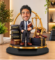 Kişiye Özel Avukat Biblosu – 3D Karikatür Hukukçu Figürü, Adalet Terazili Avukat Hediyesi, Dekoratif Masa Süsü