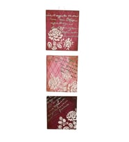 El Boyaması Vintage Güllü Ahşap Duvar Panosu (61x15 cm) (Çok Renkli-Naturel)
