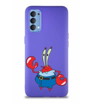 Oppo Reno 4 Soft Premier Kapak Bay Yengeç Tasarımlı Silikon Kılıf - Mor (Şeffaf)