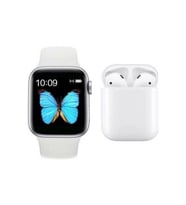 Watch 6 Series Türkçe Menü Konuşma Özellikli Akıllı Saat + TWS I12 Inpods Bluetooth Kulaklık İkili Paket (Beyaz)
