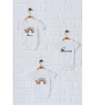Pia Baby Premium %100 Pamuk İsme Özel Organik Baskılı Üçlü Set Çıtçıtlı Bebek Body Zıbın Modelleri 5033-18 (Ekru)