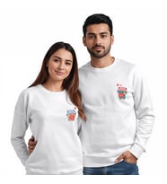 Sevgililer Günü Özel Kombin, 2 Ürün Bisiklet Yaka Sweatshirt (Beyaz)